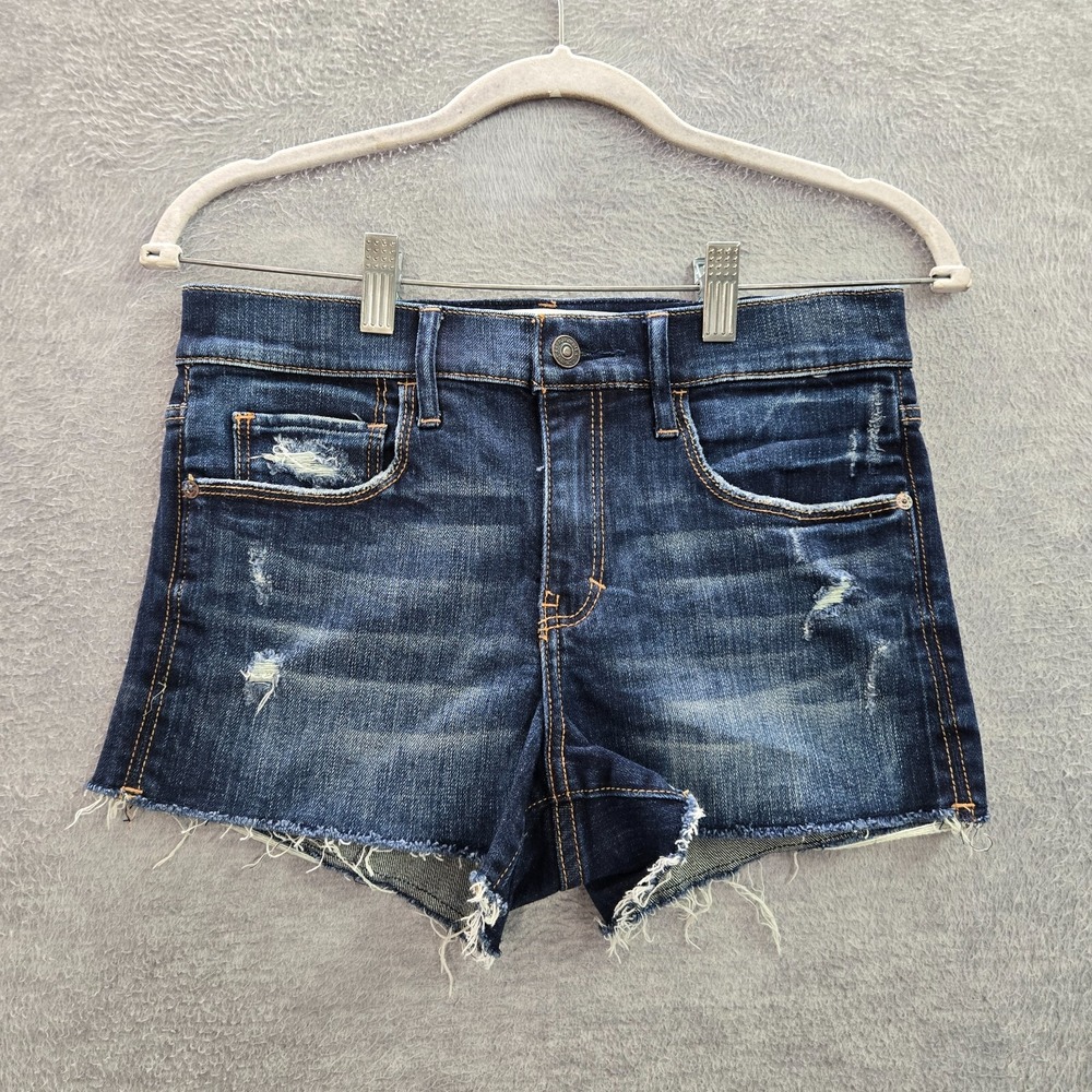 Abercrombie & Fitch Women Shorts 2 Blue Denim Cut‎ Off Distressed 2.5 in Inseam